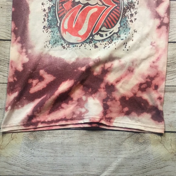 Bleached Style Rolling Stones Band Shirt Maroon - Picture 4 of 7